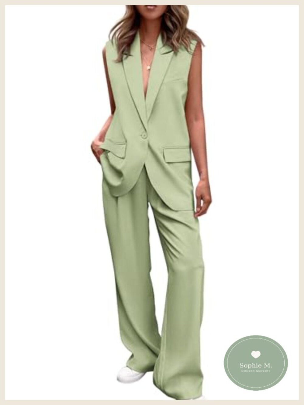 2 Piece Blazer & Wide Leg Pants Set for Women Business Casual Summer Outfit